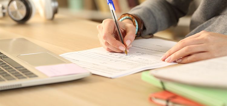 student preparing for exam