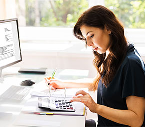 professional working on finances