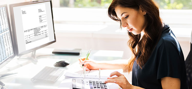 professional working on finances