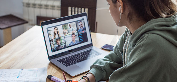students in online study group