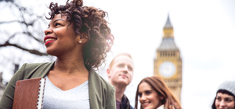 students walking together on college campus