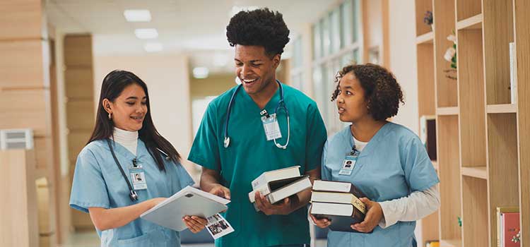 a group of nursing students walking together after a study session